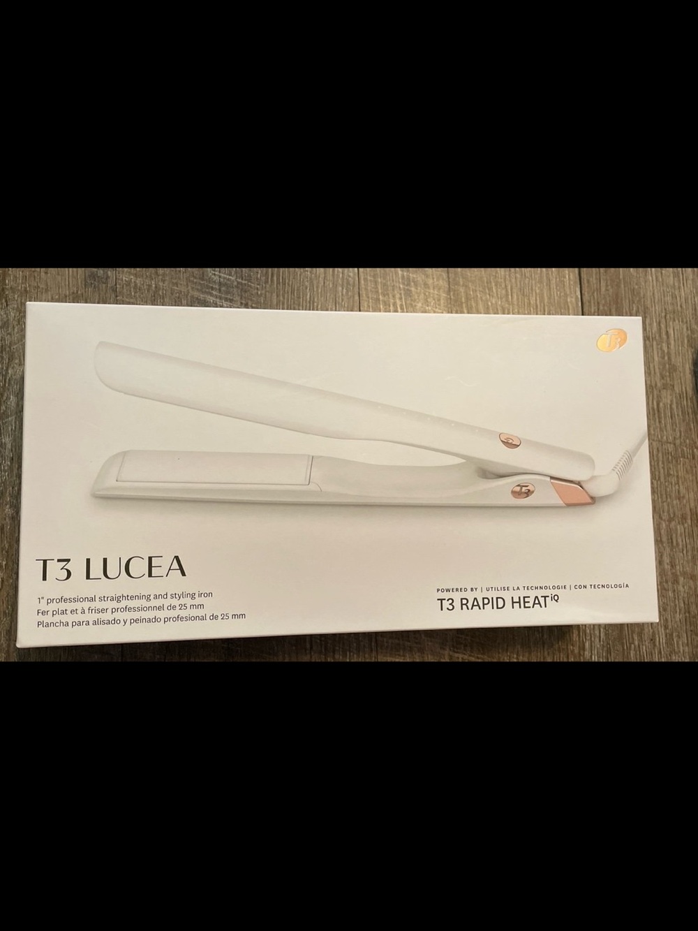T3 Lucea White and Rose Gold Flat Iron Hair Straightener